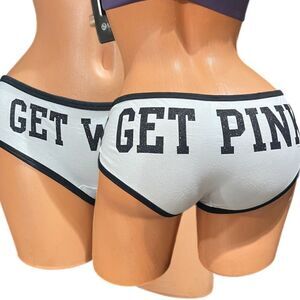 Victorias Secret Pink Cotton Hipster panty Get Pink / Get Wild print white M